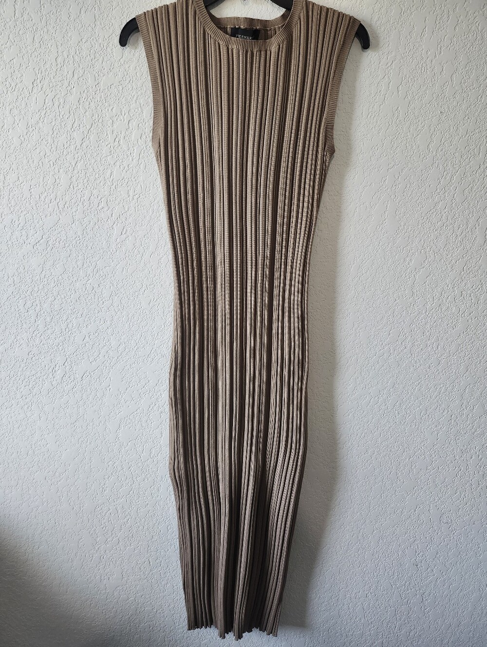 Free Market By Flying Tomato Sleeveless Ribbed Maxi Dress in Light Brown